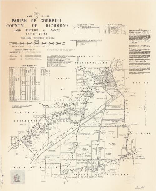 Parish of Coombell, County of Richmond [cartographic material] : Land District of Casino, Tomki Shire, Eastern Division N.S.W. / compiled, drawn and printed at the Department of Lands, Sydney, N.S.W
