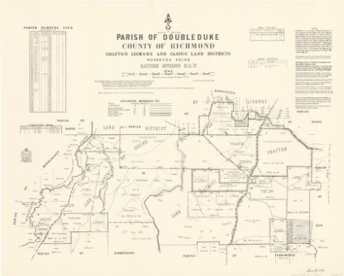 Parish of Doubleduke, County of Richmond [cartographic material] : Grafton Lismore and Casino Land Districts, Woodburn Shire, Eastern Division N.S.W. / compiled, drawn and printed at the Department of Lands, Sydney, N.S.W