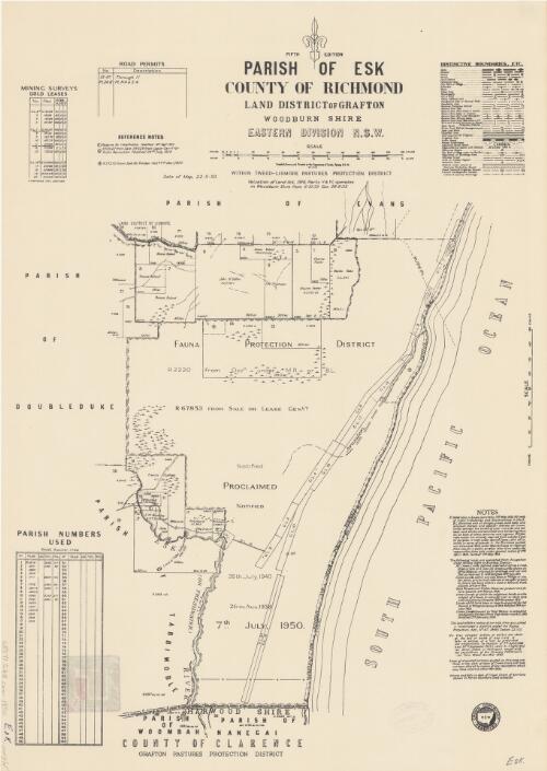 Parish of Esk, County of Richmond [cartographic material] : Land District of Grafton, Woodburn Shire, Eastern Division N.S.W. / compiled, drawn and printed at the Department of Lands, Sydney N.S.W