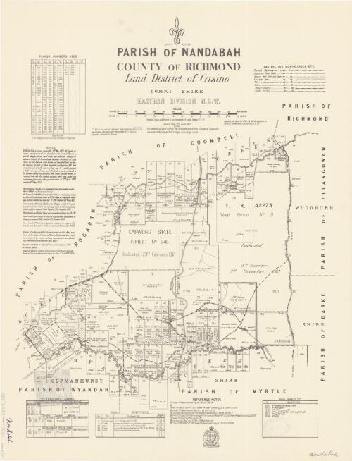 Parish of Nandabah, County of Richmond [cartographic material] : Land District of Casino, Tomki Shire, Eastern Division N.S.W. / compiled, drawn and printed at the Department of Lands, Sydney N.S.W