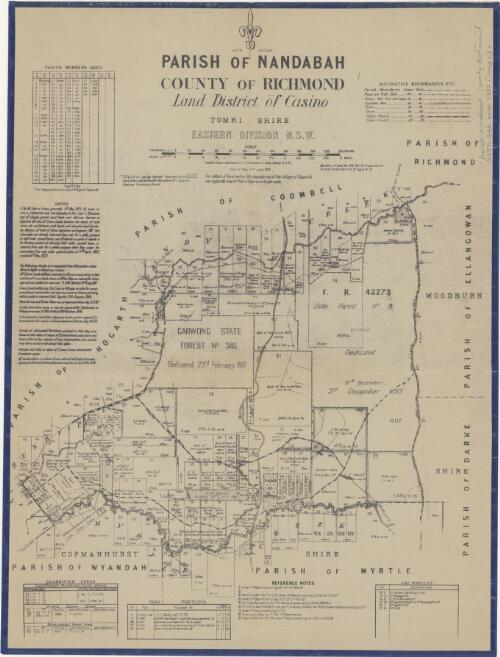 Parish of Nandabah, County of Richmond [cartographic material] : Land District of Casino, Tomki Shire, Eastern Division N.S.W. / compiled, drawn and printed at the Department of Lands, Sydney N.S.W