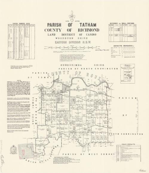 Parish of Tatham, County of Richmond [cartographic material] : Land District of Casino, Woodburn Shire, Eastern Division N.S.W. / compiled, drawn and printed at the Department of Lands, Sydney, N.S.W