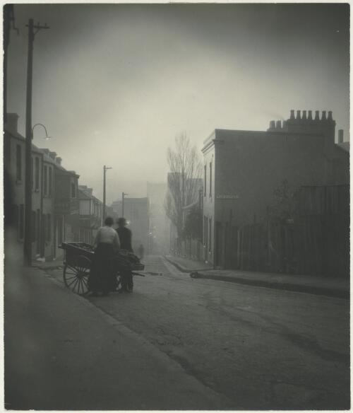 Lighting up (electric light), Sophia Street, Surry Hills, N.S.W., ca. 1911 [picture] / H. Cazneaux