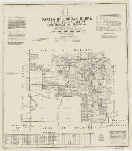 Parish of Durran Durra, County of St Vincent [cartographic material] : Land District of Braidwood, Tallaganda Shire, Eastern Division N.S.W. / compiled, drawn and printed at the Department of Lands, Sydney, N.S.W