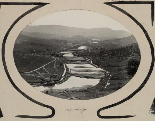 Gold mining flotation dams along Adelong Creek, New South Wales, 1915 [picture] / R.C. Strangman