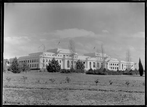 [Parliament House from National Rose Gardens, Canberra] [picture] / R.C. Strangman