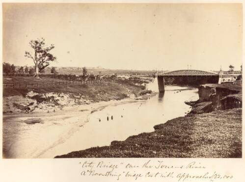 "City Bridge" over the Torrens River, [Adelaide, South Australia, ca. 1866] [picture] / [Townsend Duryea]
