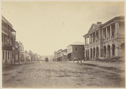 View of Queen Street from Edward Street looking east, Brisbane, 1873 [picture] / J. Deazeley