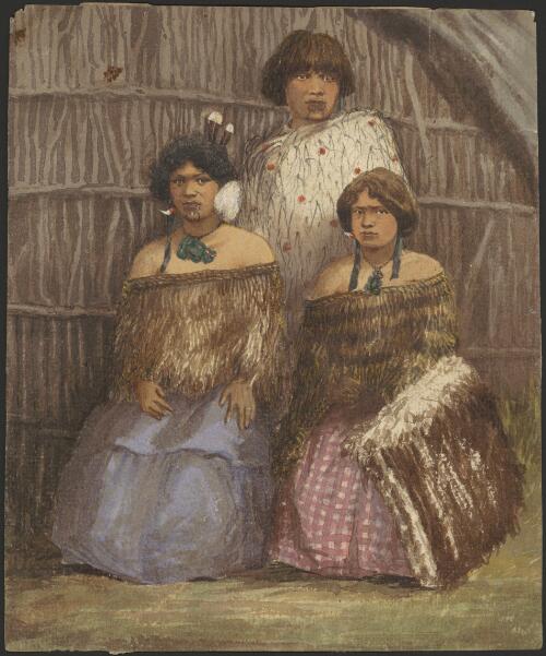 Portrait of Maori girls, New Zealand, 1865 [picture] / H.G. Robley