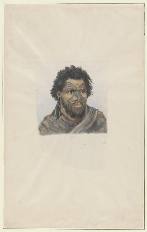 Portrait of Pikaka, a warrior of the Ngaiterangi, New Zealand, 1864 [picture] / H.G. Robley
