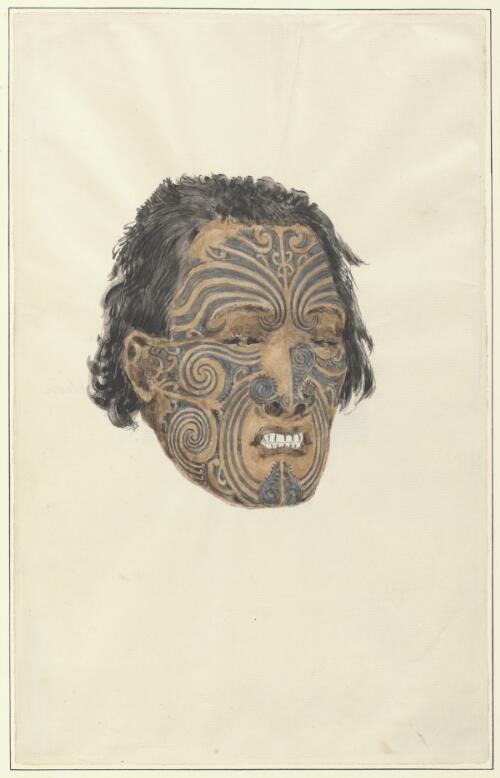 Tattooed Maori head at the Halifax museum [picture] / Major General H.G. Robley