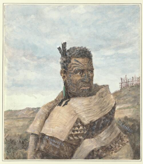 Riwhitete Te Pokai, Maori warrior, New Zealand, approximately 1865 [picture] / H.G. Robley