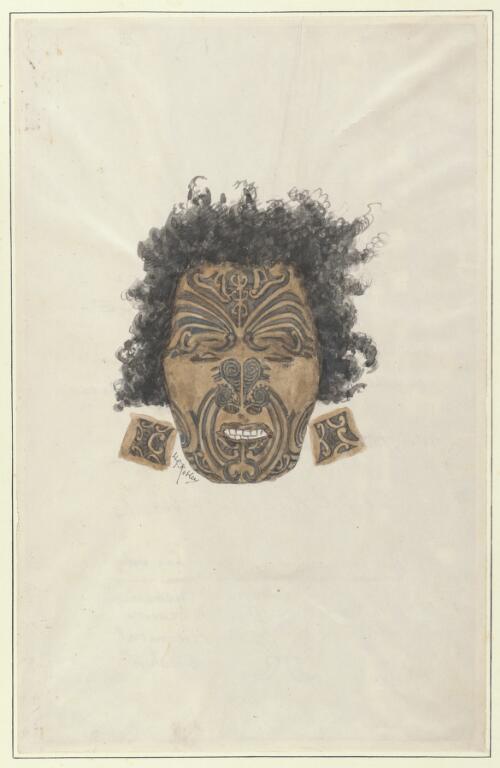 Tattooed Maori head in the Ethnological Museum Florence, Italy [picture] / H.G. Robley