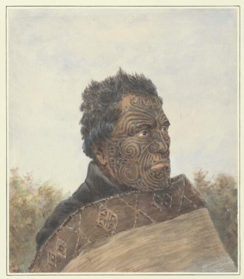 Maori Chief Tomika Te Mutu, Tauranga, New Zealand, 1865 [picture] / H.G. Robley
