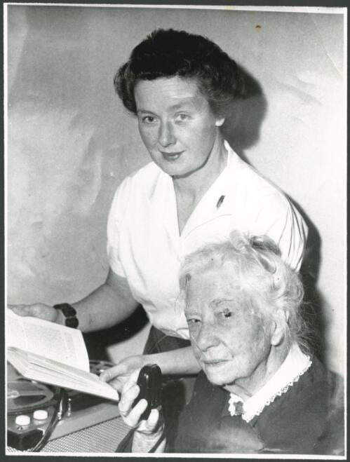 Hazel de Berg with Dame Mary Gilmore during interview, 1961 [picture]