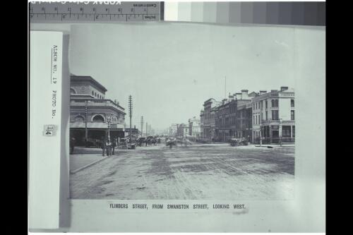 Flinders Street, from Swanston Street, looking West, Melbourne, Victoria, ca. 1880 [picture]