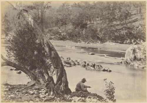 Man fishing in a river, New South Wales?, 1870s? [picture] / J.W. Lindt