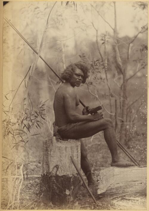 Portrait of an Aboriginal man with a spear, Sydney, New South Wales [picture] / C. Bayliss