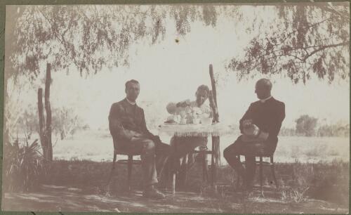 Bishop Stretch takes afternoon tea, Dubbo Region, New South Wales, ca. 1915 [picture] / E.C. Kempe