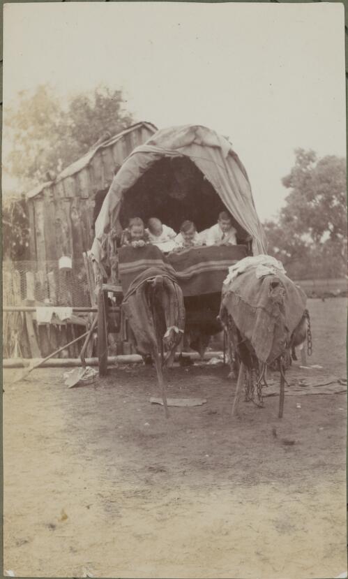 A travelling family, living in a cart, Dubbo Region, New South Wales, 1911 [picture] / E.C. Kempe