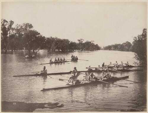 Rowing on the Darling River at Wilcannia , New South Wales, 1886 [picture] / Charles Bayliss