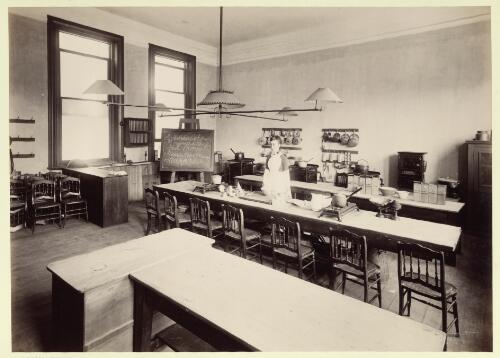 [Cookery classroom with teacher (?), Sydney Technical College, 1889] [picture] / C. Bayliss