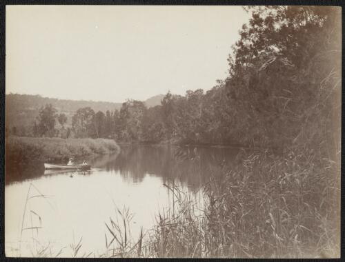 Two women in a rowboat on Webbs Creek, Hawkesbury River, New South Wales, ca. 1880 [picture] / Charles Bayliss