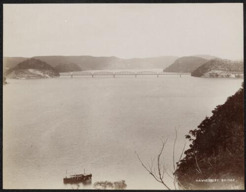 Hawkesbury Bridge, Hawkesbury River, New South Wales, ca. 1885 [picture] / Charles Bayliss