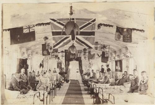 [Hospital ward decorated with flags. Boer War, 1899-1902] [picture]