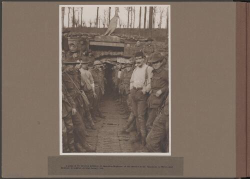 Australian Engineers of the 7th Field Company at the entrance to the Catacombs in Hill 63, near Messines, Belgium, 22 January 1918 [picture] / Frank Hurley