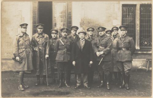 Prime Minister Billy Hughes with a group of Australian officers of the Australian Imperial Force, France, 1919