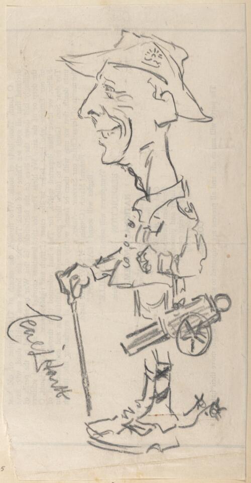 Caricature of Major? Guy Parker, 2nd. Divisional Artillery, Australian Imperial Force. Cecil L. Hartt