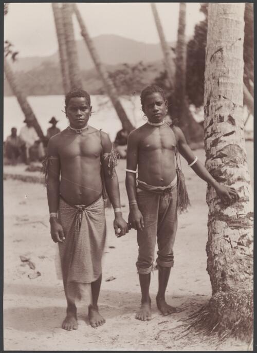 Two young men at Kombe, Solomon Islands, 1906 / J.W. Beattie
