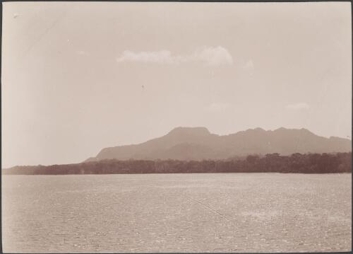 North-west extremity of Guadalcanar, viewed from Maravovo, Solomon Islands, 1906 / J.W. Beattie