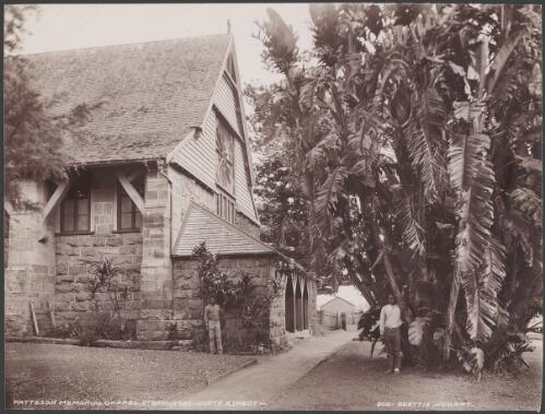 Patteson Memorial Chapel at St. Barnabas, viewed from the north, Norfolk Island, 1906 / J.W. Beattie