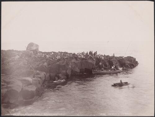 Villagers of Merelava on the landing rock, Banks Islands, 1906, 2 / J.W. Beattie