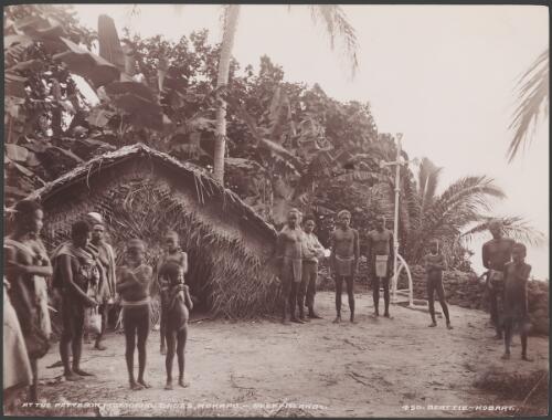 Villagers at the Patteson Memorial Cross, Nukapu, Reef Islands, 1906, 2 / J.W. Beattie