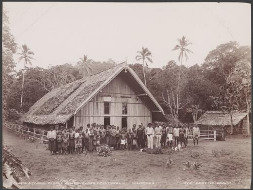 People from the local church and school at Heuru, Solomon Islands, 1906 / J.W. Beattie