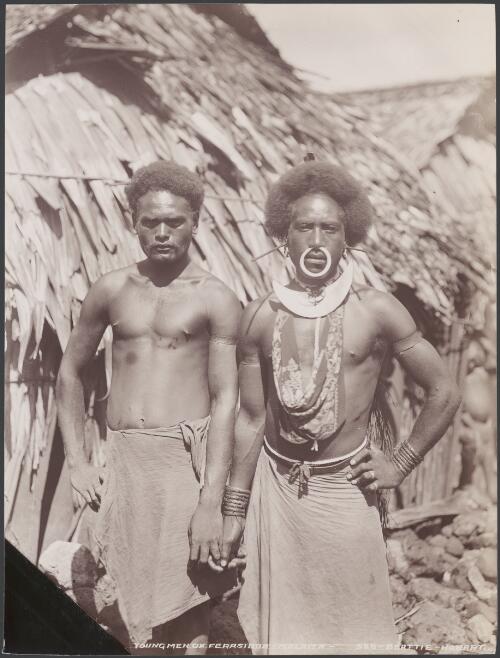 Two young men of Ferasiboa, Malaita, Solomon Islands, 1906 / J.W. Beattie