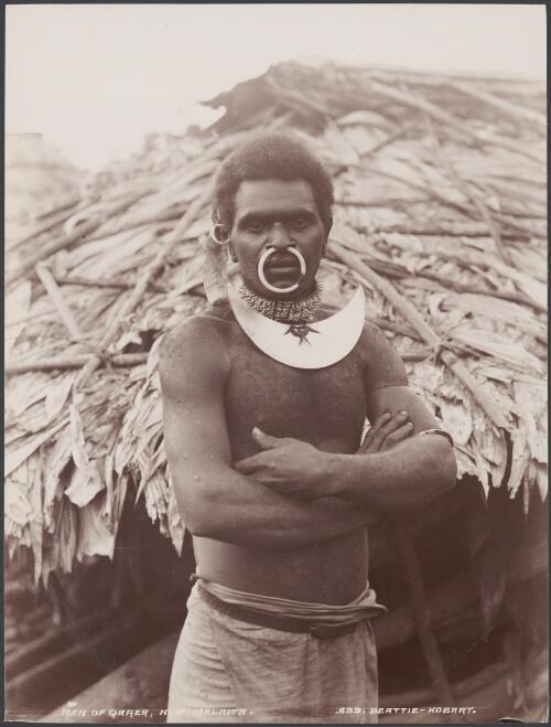 Portrait of a man from Qarea, Malaita, Solomon Islands, 1906 / J.W. Beattie