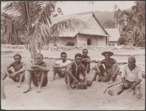 Seven men of Buala, Ysabel, Solomon Islands, 1906 / J.W. Beattie