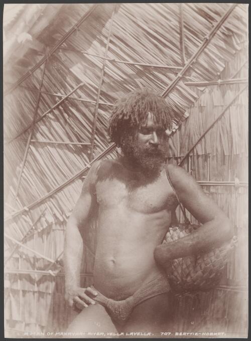 A man from Vella Lavella near Maravari River, Solomon Islands, 1906 / J.W. Beattie