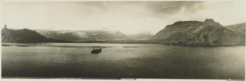 View of American Bay on the east coast of Possession Island, Crozet Islands, ca. 1930 [picture] / Frank Hurley