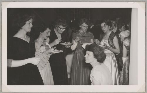 Olga Tarling, Veronica Versace, Ilma Allen, Joan Trudgett, Olga Carmichael and Muriel Howsan at the Australian Women Pilots' Association annual meeting, Sydney, 18 September 1954 [picture]