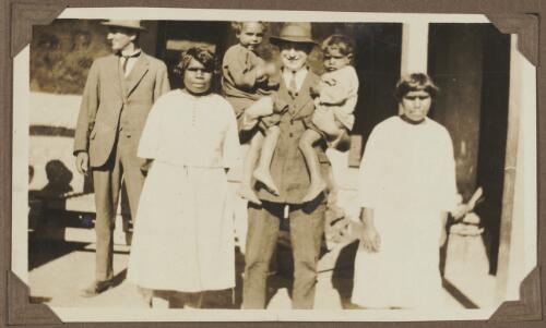 Young Aboriginal Australian women and children with visitors to the Koonibba Mission, South Australia, ca. 1925 [picture]