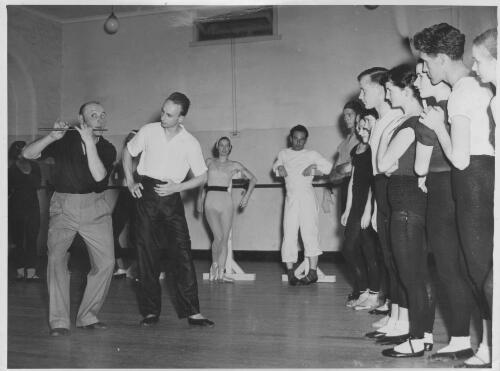 "Petrouchka" rehearsal with Peggy Sager and Paul Hammond, Borovansky Ballet, 27 November, 1950 [picture]