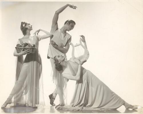 Ludmilla Lvova, Oleg Tupine and an unidentified dancer in costume for Symphonie fantastique, Ballets Russes [picture] / Maurice Seymour, Chicago