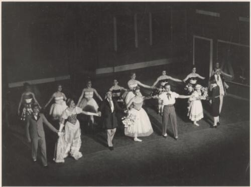Cast of La concurrence receiving flowers at the end of the show, Ballets Russes [picture]