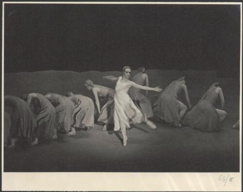 Laurel Martyn as the Spirit of the River with corps de ballet in Vltava, Borovansky Ballet, 1940 [10] [picture] / [Hugh P. Hall]