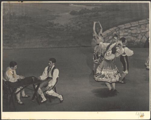 Reg Bartram (centre left) and dancers of the Borovansky Ballet in L'Amour ridicule [picture] / [Hugh P. Hall]